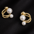 Elegant Pearl Hoop Earrings – Gold-toned Modern Pearl Statement Earrings for Women