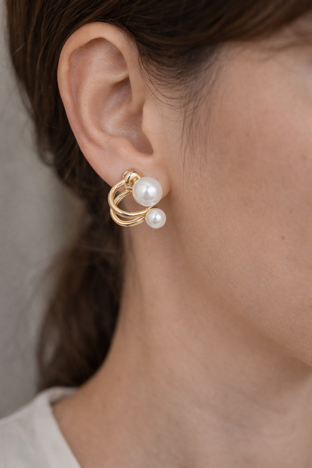 Elegant Pearl Hoop Earrings – Gold-toned Modern Pearl Statement Earrings for Women