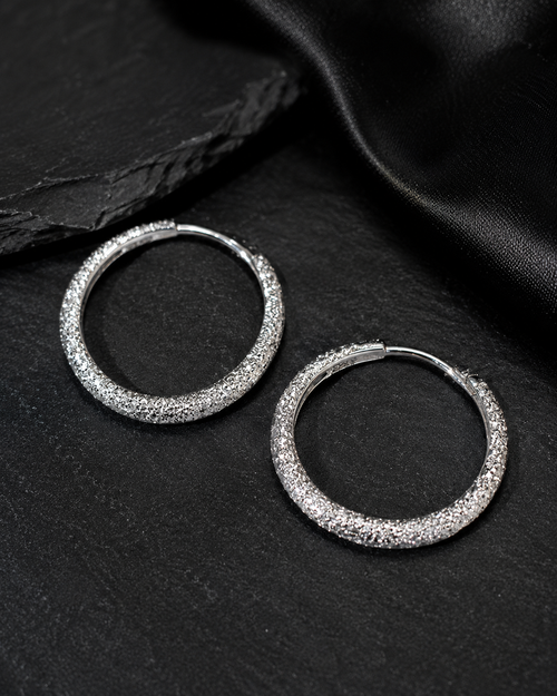 925 silver textured hoop earrings