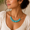 Turquoise Teardrop Statement Necklace – Natural Stone Beaded Bib Necklace for Women
