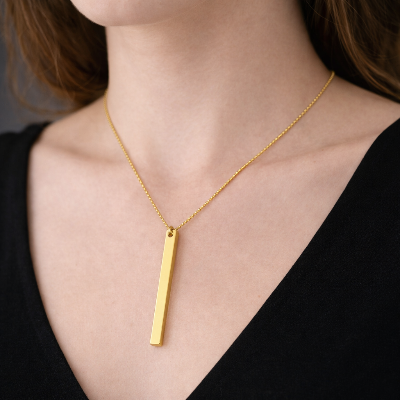 Minimalist Gold/Silver Bar Pendant Necklace – Modern Vertical Bar Necklace for Women