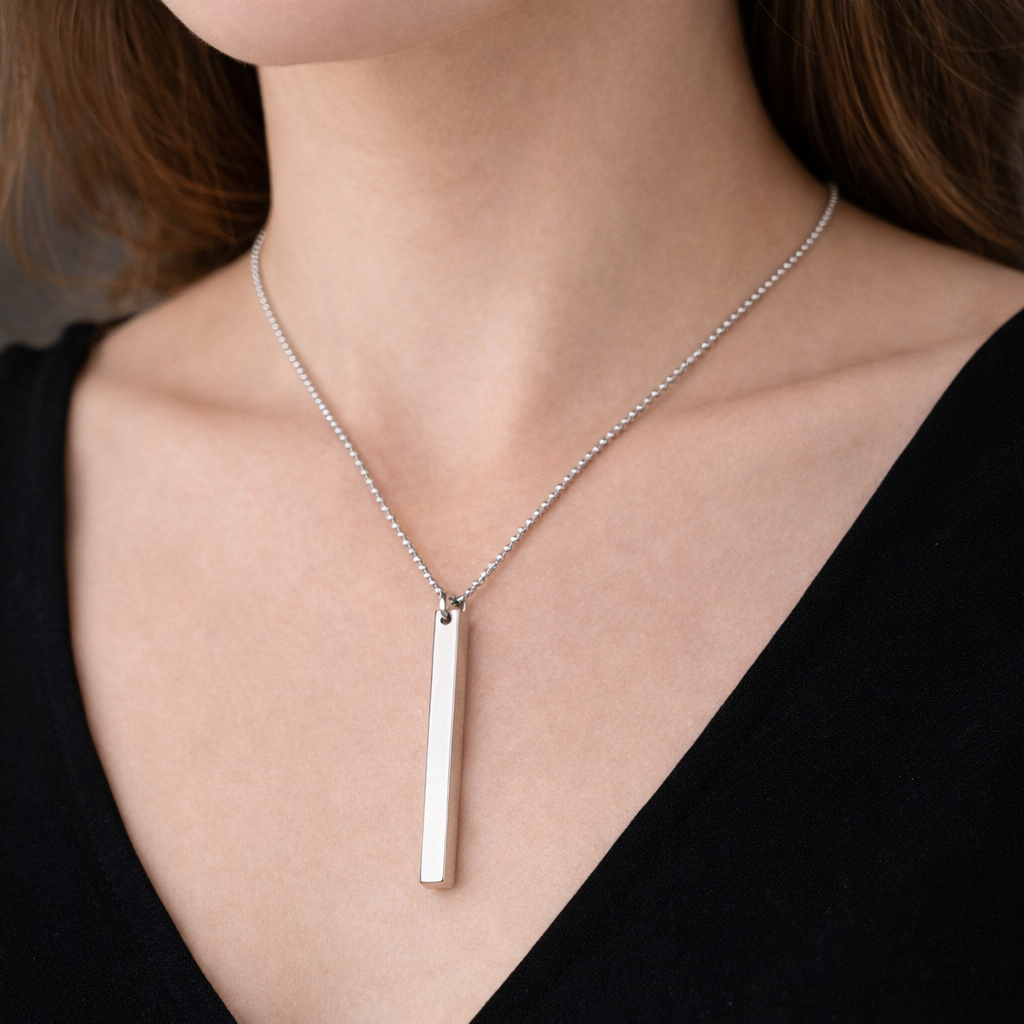 Minimalist Gold/Silver Bar Pendant Necklace – Modern Vertical Bar Necklace for Women