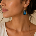 Teardrop Blue Labradorite Stone Earrings