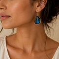 Labradorite Teardrop Earrings – Gold-Framed Blue Flash Gemstone Dangle Earrings for Women