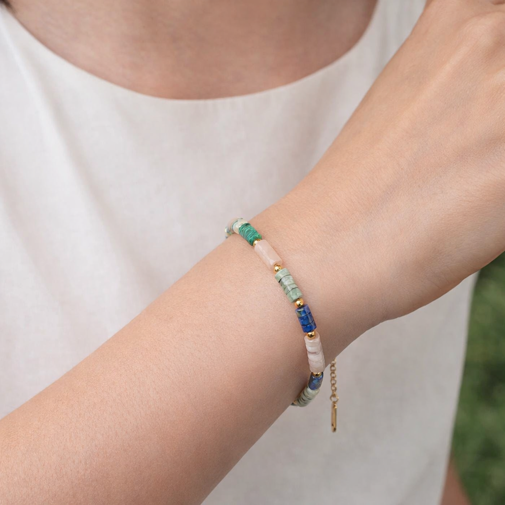 Natural Gemstone Beaded Bracelet – Colorful Crystal Bead Bracelet for Women