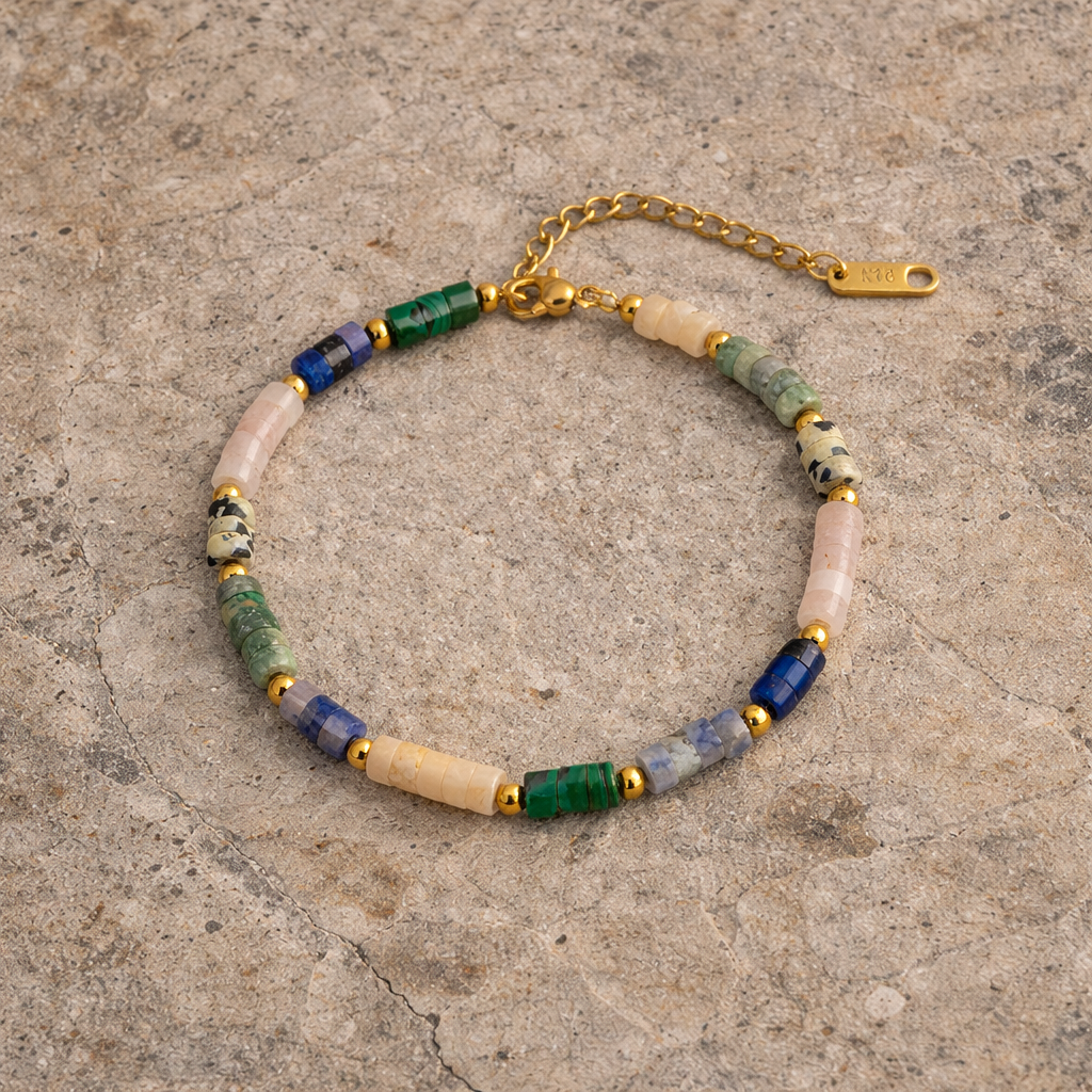 Natural Gemstone Beaded Bracelet – Colorful Crystal Bead Bracelet for Women