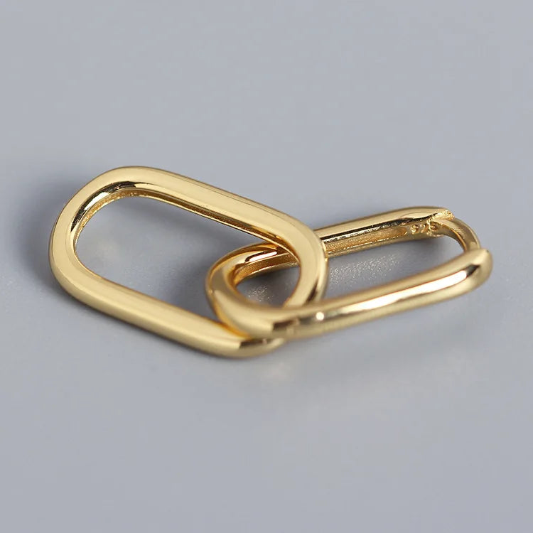 Modern Gold Link Hoop Earrings – Geometric Chain-Link Statement Earrings for Women
