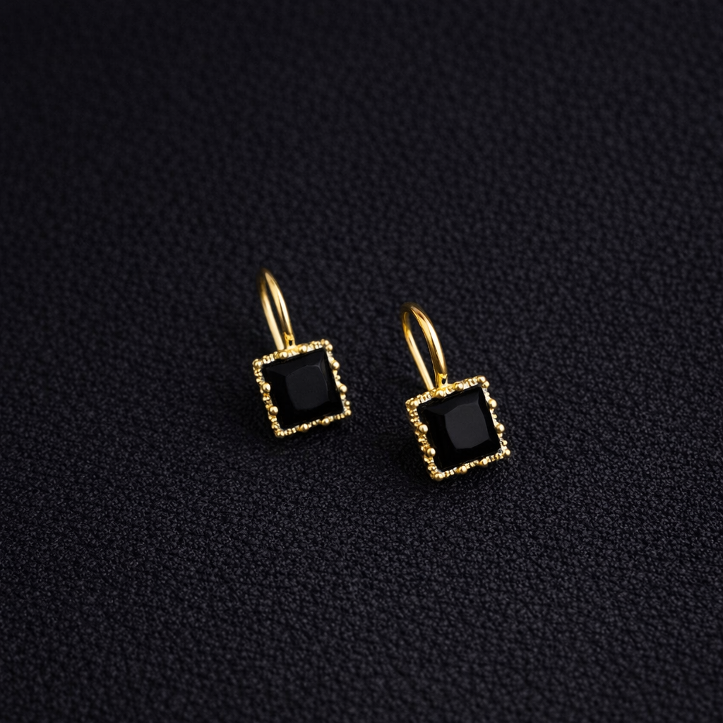 Square Cubic Zirconia Drop Earrings – Gold-Plated Minimalist Crystal Dangle Earrings for Women