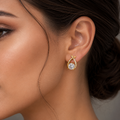 Elegant Gold-Toned Crystal Swirl Stud Earrings – Sparkling Zircon Fashion Jewelry for Women