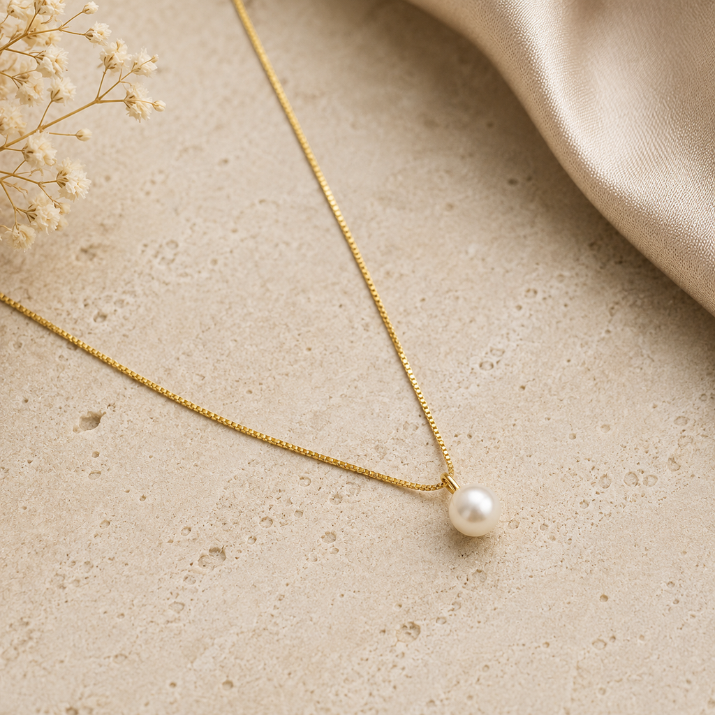 Minimalist Pearl Pendant Necklace – Elegant Gold Chain Pearl Necklace for Women
