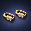Gold-Plated Sterling Silver Baguette Zircon Huggie Earrings