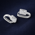 Sterling Silver Baguette Zircon Huggie Earrings