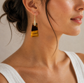 Natural Tiger Eye Dangle Earrings – Gold-Plated Geometric Gemstone Drop Earrings for Women